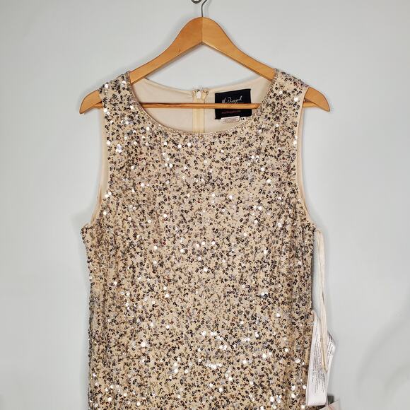 Mac Duggal 5526 Sleeveless Sequined Midi Cocktail Dress Rosewood Cream Size 14 - Picture 5 of 12